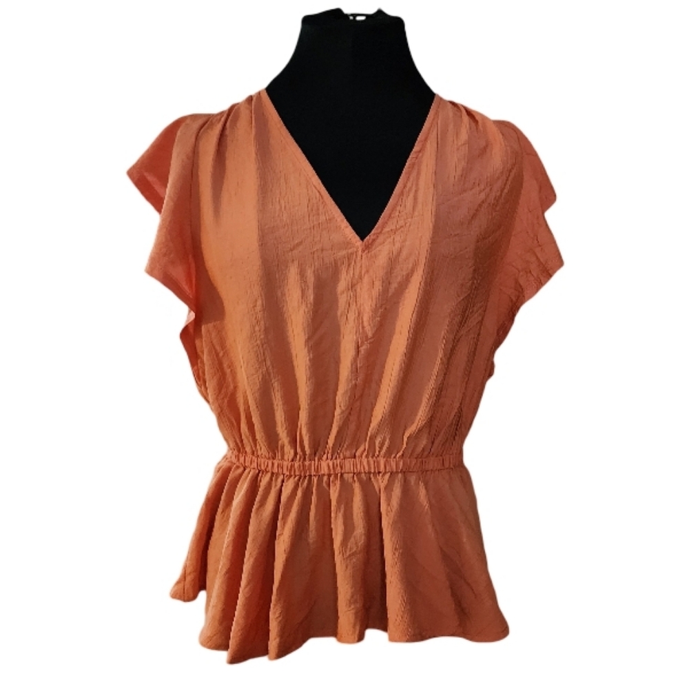 SAM EDELMAN Peplum Blouse V-neck Sun Baked Women's‎ Small